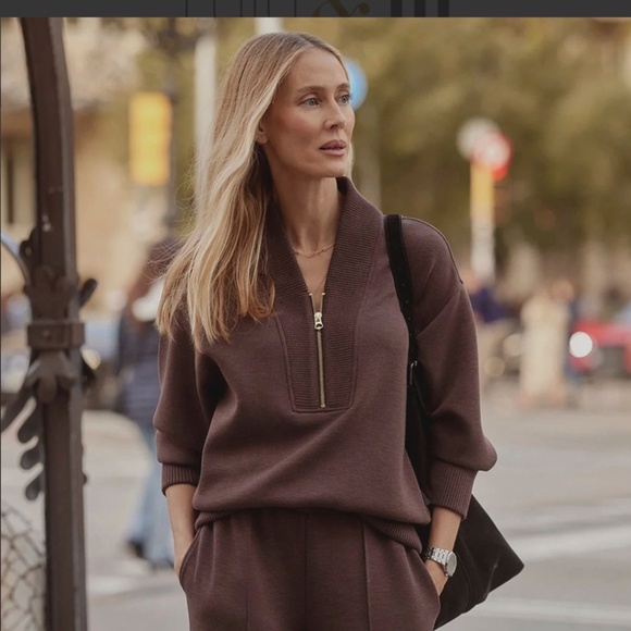 Varley Sally Half-Zip Sweat • Coffee Bean Marl • Size Small • NWT - Picture 2 of 9